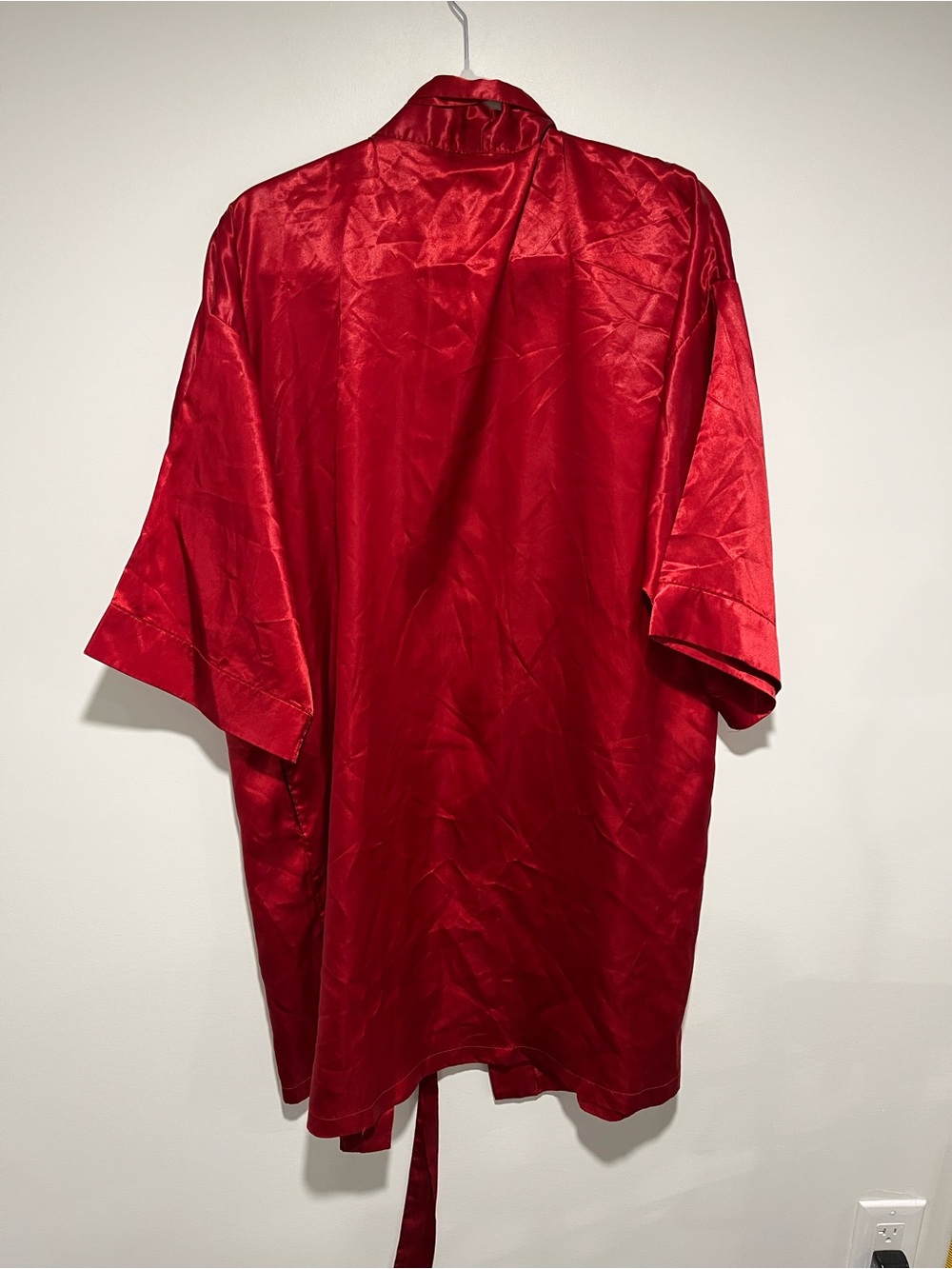 Intimo Satin Short Robe - Deep Red - Picture 6 of 6